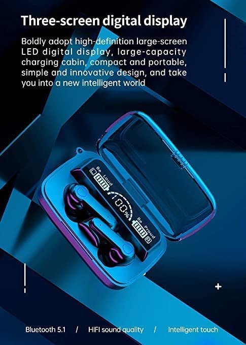 M19 Wireless Earbuds TWS 5.1 Large Screen Dual LED Digital Display Touch Bluetooth Headphones Mini Compact Portable Sports Waterproof Stereo In Ear Earphones